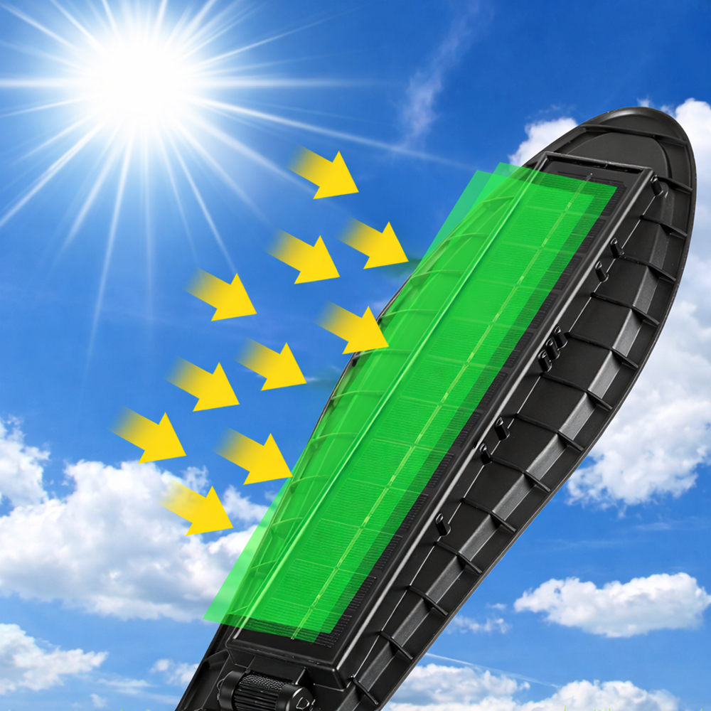 Voltaris W779A napelemes LED utcai lámpa – kültéri mozgásérzékelős, vízálló, távirányítós biztonsági reflektor 2