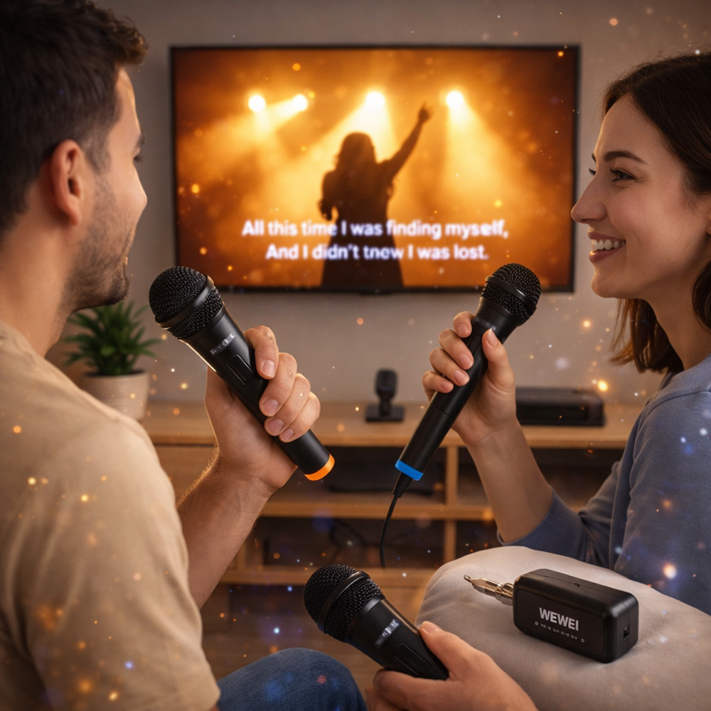 WEISRE DM-2206 vezeték nélküli mikrofon szett – 2 db karaoke mikrofon, jack vevővel, tiszta hangzás (BBD) 3