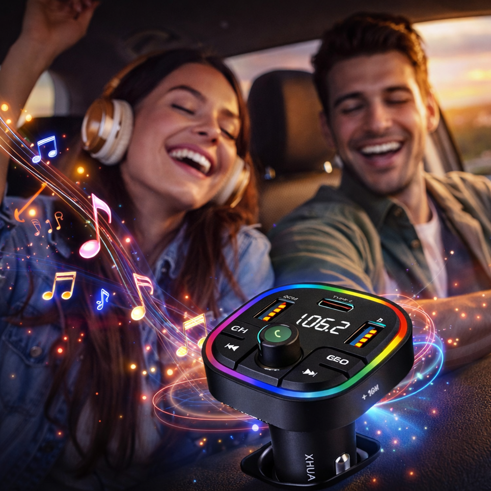 XHUA C6A Autós Bluetooth FM Transzmitter és MP3 Lejátszó – USB Gyorstöltő, Kihangosító, LED Kijelző (BBV) 3