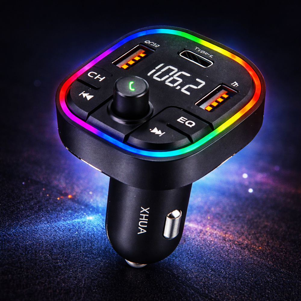 XHUA C6A Autós Bluetooth FM Transzmitter és MP3 Lejátszó – USB Gyorstöltő, Kihangosító, LED Kijelző (BBV) 4