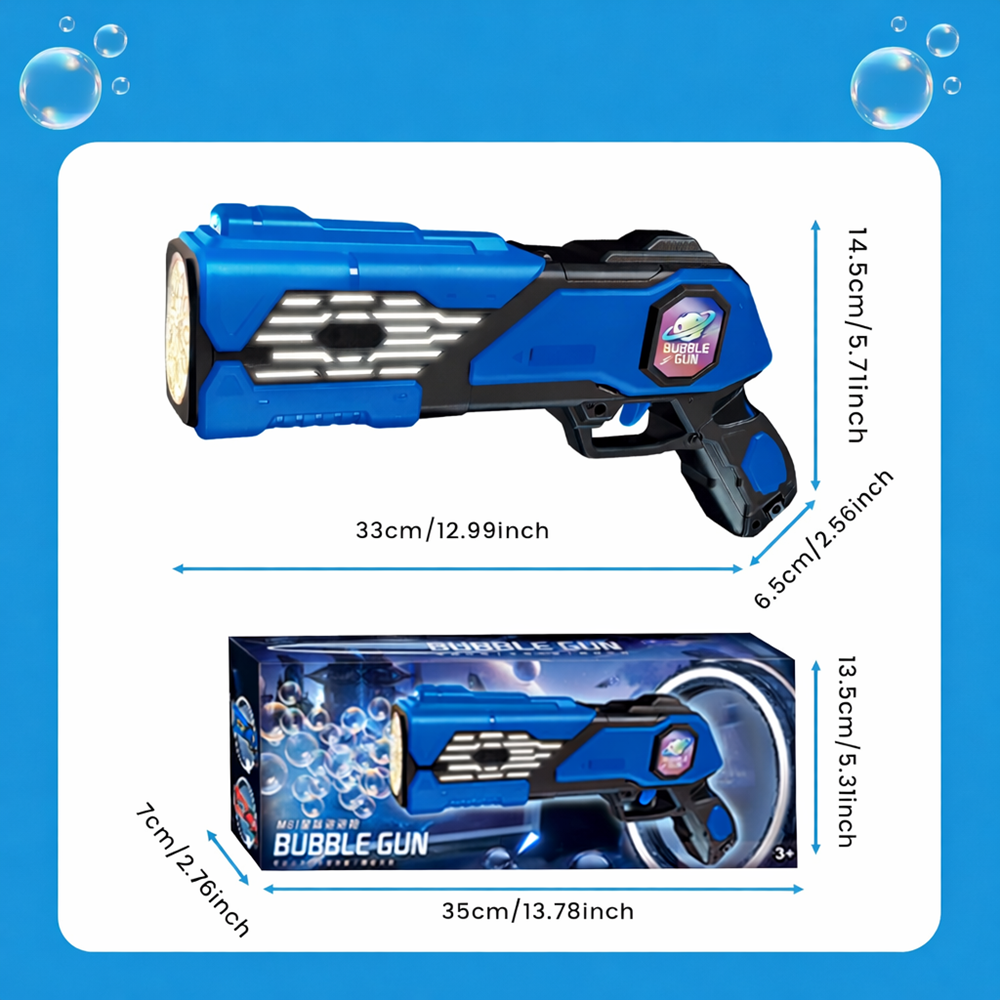 Aquablast automata buborékfújó gép gyerekeknek LED világítással és buborékfolyadékkal, kék (BBJ) 6