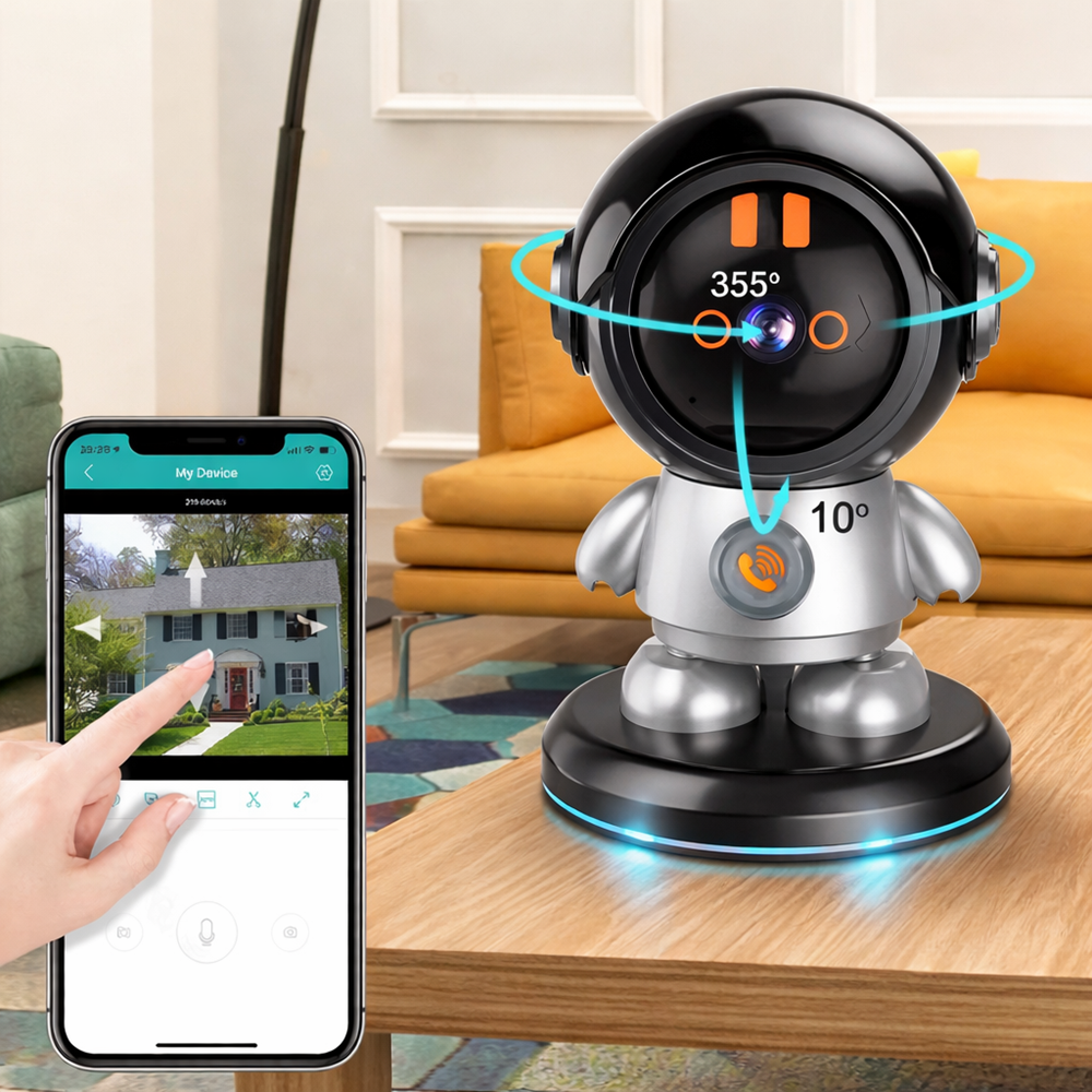 AstroCam asztronauta WiFi IP kamera 360° forgatható Full HD 1080P babafigyelő és kisállat megfigyelő éjjellátóval, kétirányú hanggal (BBD) 4