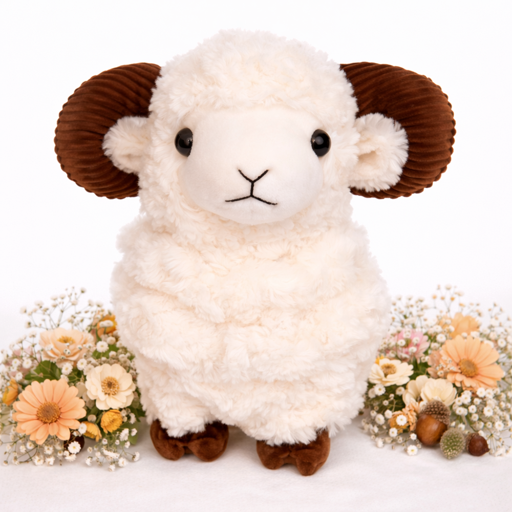 BundiKos fehér plüss kos – selymes tapintású, bájos plüss figura gyerekeknek és ajándéknak (BBJ) 1