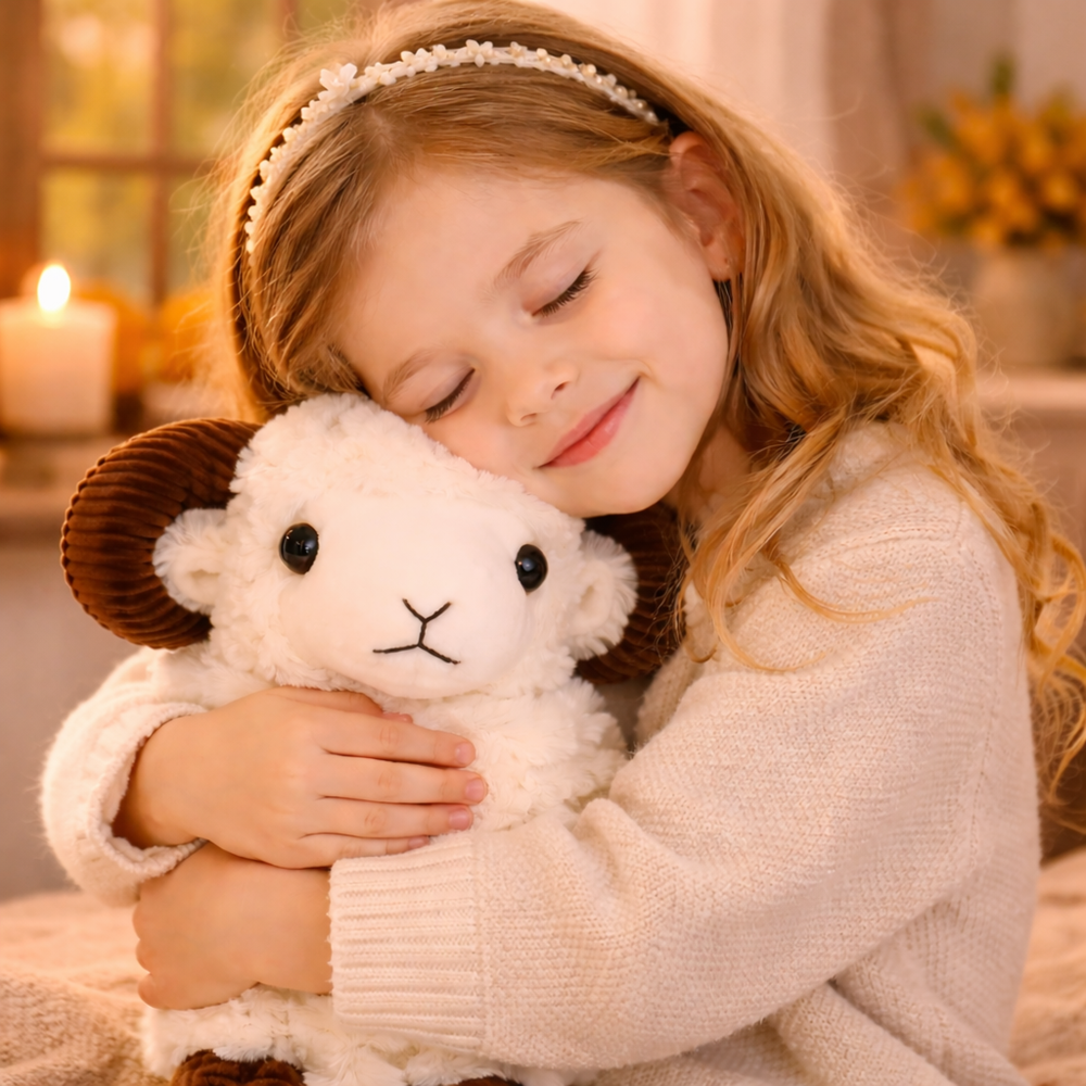 BundiKos fehér plüss kos – selymes tapintású, bájos plüss figura gyerekeknek és ajándéknak (BBJ) 2