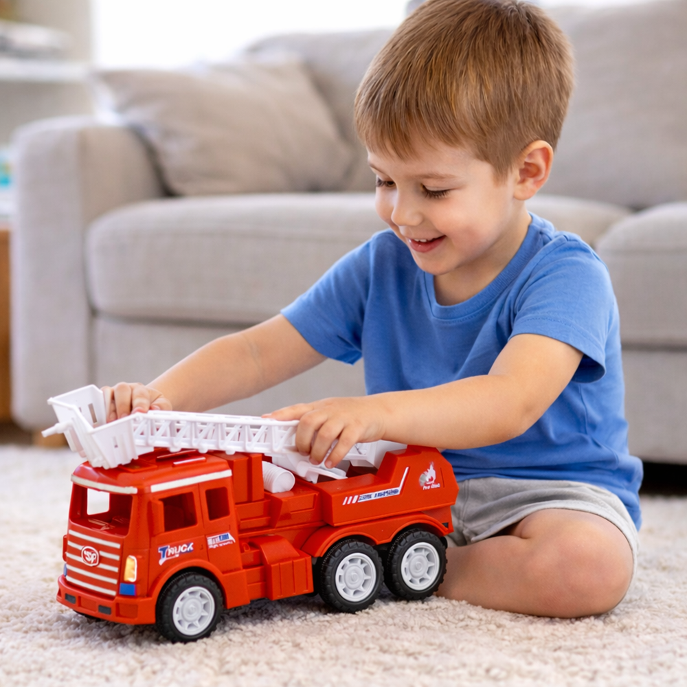 IgniTruck szirénázó és világító tűzoltó autó játék – 6 kerekű mentő jármű hang- és fényhatásokkal gyerekeknek (BBJ) 3