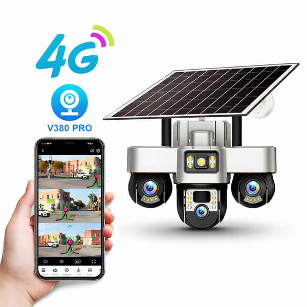 KL25-328 4G napelemes biztonsági kamera – forgatható kültéri PTZ kamera éjjellátással és telefonos megfigyeléssel V380 Pro (BBD) 1
