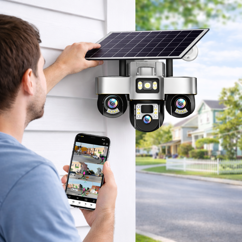 KL25-328 4G napelemes biztonsági kamera – forgatható kültéri PTZ kamera éjjellátással és telefonos megfigyeléssel V380 Pro (BBD) 2