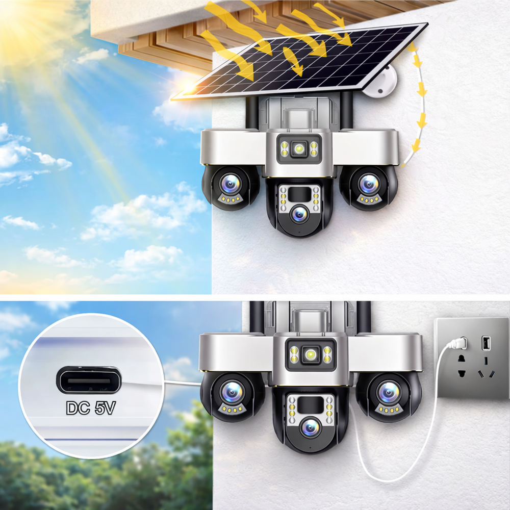 KL25-328 4G napelemes biztonsági kamera – forgatható kültéri PTZ kamera éjjellátással és telefonos megfigyeléssel V380 Pro (BBD) 3