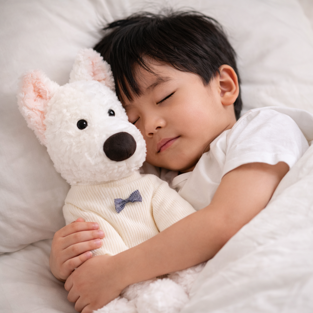 Loock Series plüss fehér kutyus – puha, ölelhető kutya plüss játék gyerekeknek és ajándéknak (BBJ) 2