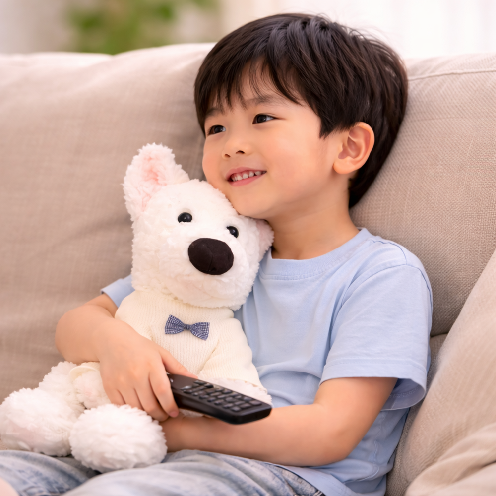 Loock Series plüss fehér kutyus – puha, ölelhető kutya plüss játék gyerekeknek és ajándéknak (BBJ) 5