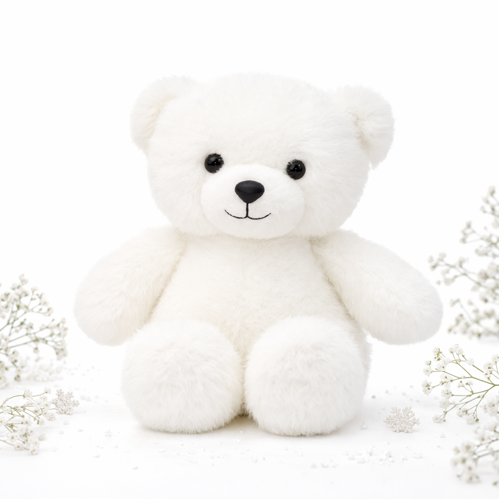 PiheMackó fehér plüss maci – puha, ölelhető teddy mackó gyerekeknek és ajándéknak (BBJ) 1