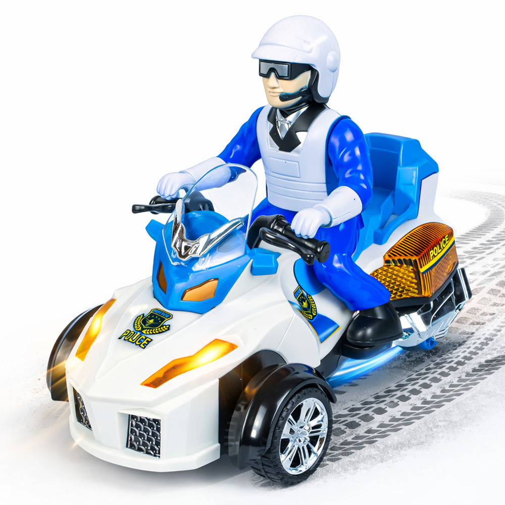 PoliceRider akkumulátoros rendőr motor játék hanggal és fénnyel rendőr figurával gyerekeknek (BBJ) 1