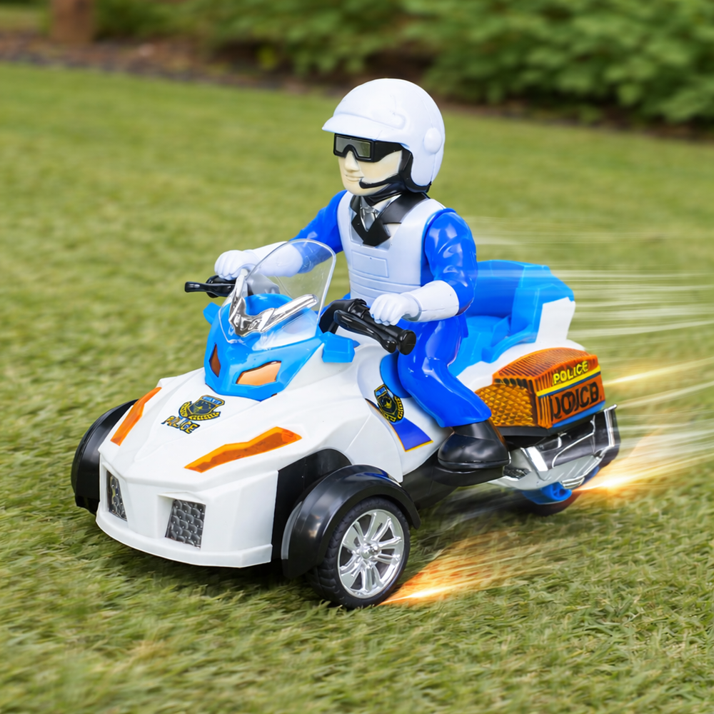 PoliceRider akkumulátoros rendőr motor játék hanggal és fénnyel rendőr figurával gyerekeknek (BBJ) 3