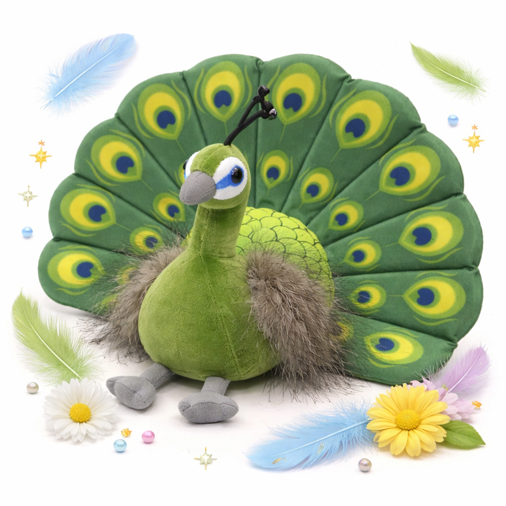 Prémium zöld plüss páva párna – dekoratív, puha díszpárna lakásdekorációhoz és ajándéknak (BBJ) 1