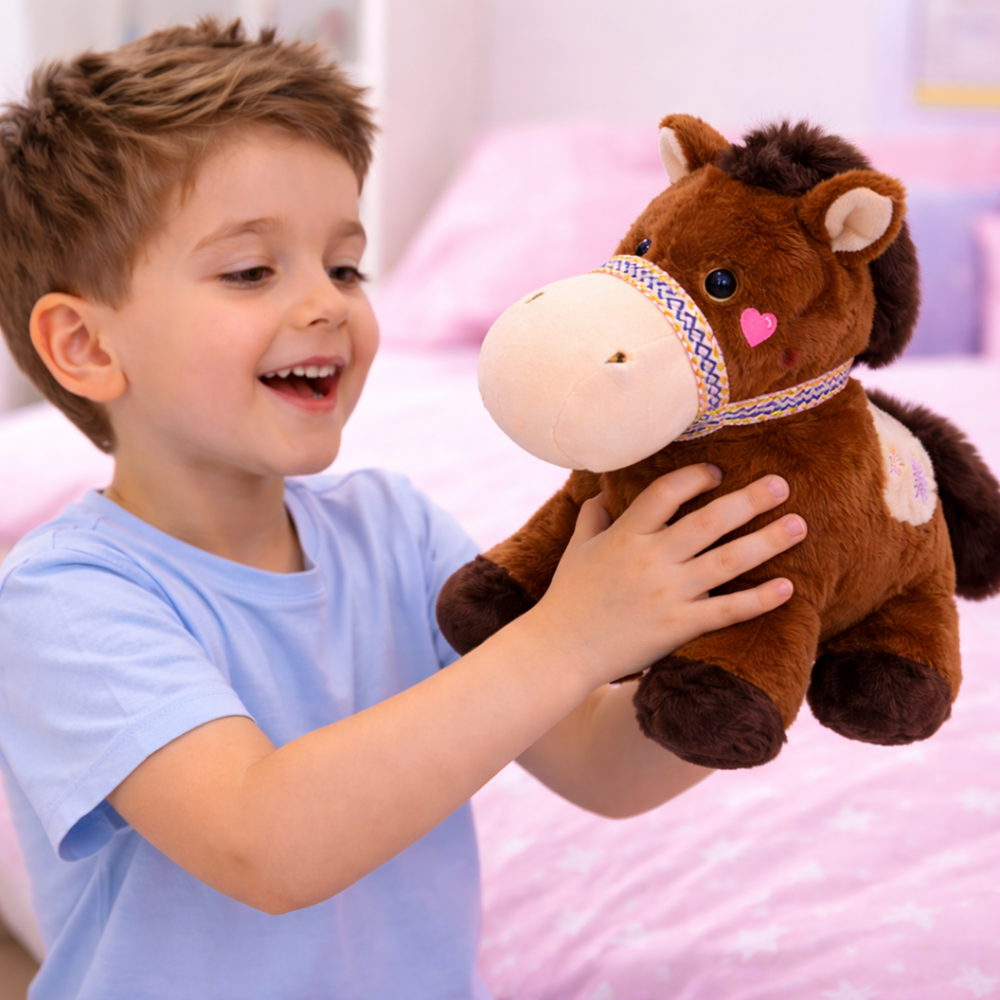 PufiPóni barna plüss ló 20 cm – puha, ölelhető lovacska plüss játék gyerekeknek és ajándéknak (BBJ) 4