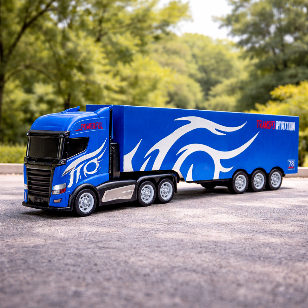 Távirányítós kék kamion pótkocsival 116 – amerikai stílusú RC teherautó gyerekeknek (BBJ) 5