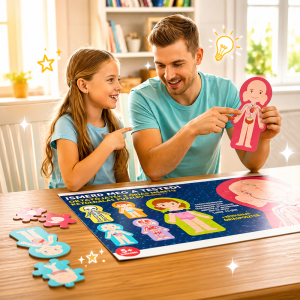 Ismerd meg a tested - Készségfejlesztő oktató játék, óriás méretű kétoldalas puzzleval (BBMJ) (FX) - Image 2