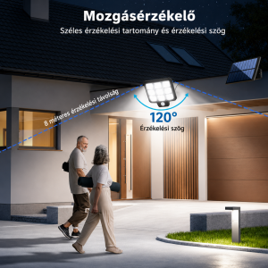 Napelemes LED fali lámpa COB világítással – rozsdamentes acél kültéri lámpa vízálló kivitelben LF-3307A (BBL) - Image 2