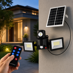 Napelemes LED reflektor szett 180° – mozgásérzékelős kültéri lámpa távirányítóval XG-T50 (BBD) - Image 2