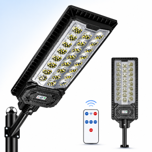 Napelemes utcai LED lámpa 888 LED – mozgásérzékelős kültéri reflektor távirányítóval IP66 W7114-3 (BBD) - Image 1