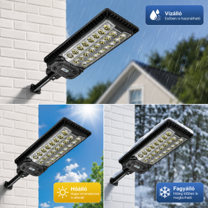 Napelemes utcai LED lámpa 888 LED – mozgásérzékelős kültéri reflektor távirányítóval IP66 W7114-3 (BBD) - Image 2