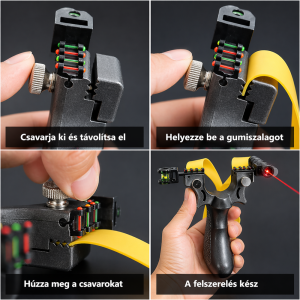 Professzionális csúzli lézeres célzóval – alumínium vadász csúzli latex gumival és bőrzsebbel (BBV) (BBL) - Image 4