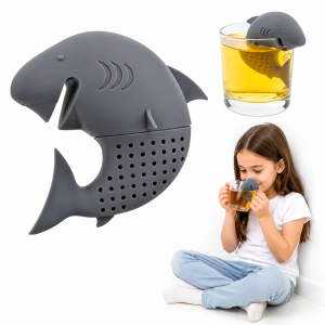 Szilikon cápa tea forrázó – aranyos teaszűrő 7 cm - szürke (BLLV) (FX) - Image 1