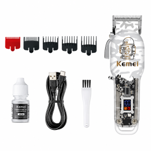 Kemei KM-2137 elektromos hajvágó és szakállvágó gép – átlátszó házas hajnyíró készülék (BBD) - Image 1