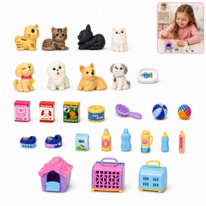 Little Genius Pet Shop kisállat gondozó játékszett – cicás-kutyás pet shop készlet hordozókkal és kiegészítőkkel (BBMJ) - Image 1