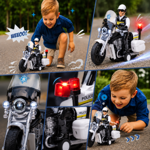 Rendőrségi játék motorkerékpár – 23 cm-es motor fény- és hangeffektekkel, realisztikus rendőr jármű gyerekeknek WY430A (BBJ) - Image 2