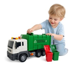 Zöld színű szemétszállító kukás teherautó – súrlódásos meghajtású játékautó hangeffektekkel gyerekeknek 26cm JS108 (BBJ) - Image 1