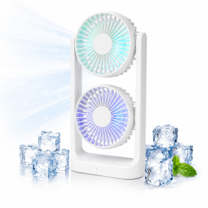 BreezeMax 360°-ban állítható duplafejes asztali ventilátor – USB, LED világítással 53202 (BBM) - Image 1