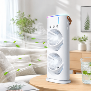 IceCool dupla léghűtő ventilátor párásító funkcióval – jéggel tölthető USB asztali hűtőventilátor (BBM) - Image 2