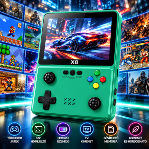 X8 hordozható retro játékkonzol – 4” IPS HD kijelző (BBV) - Image 2